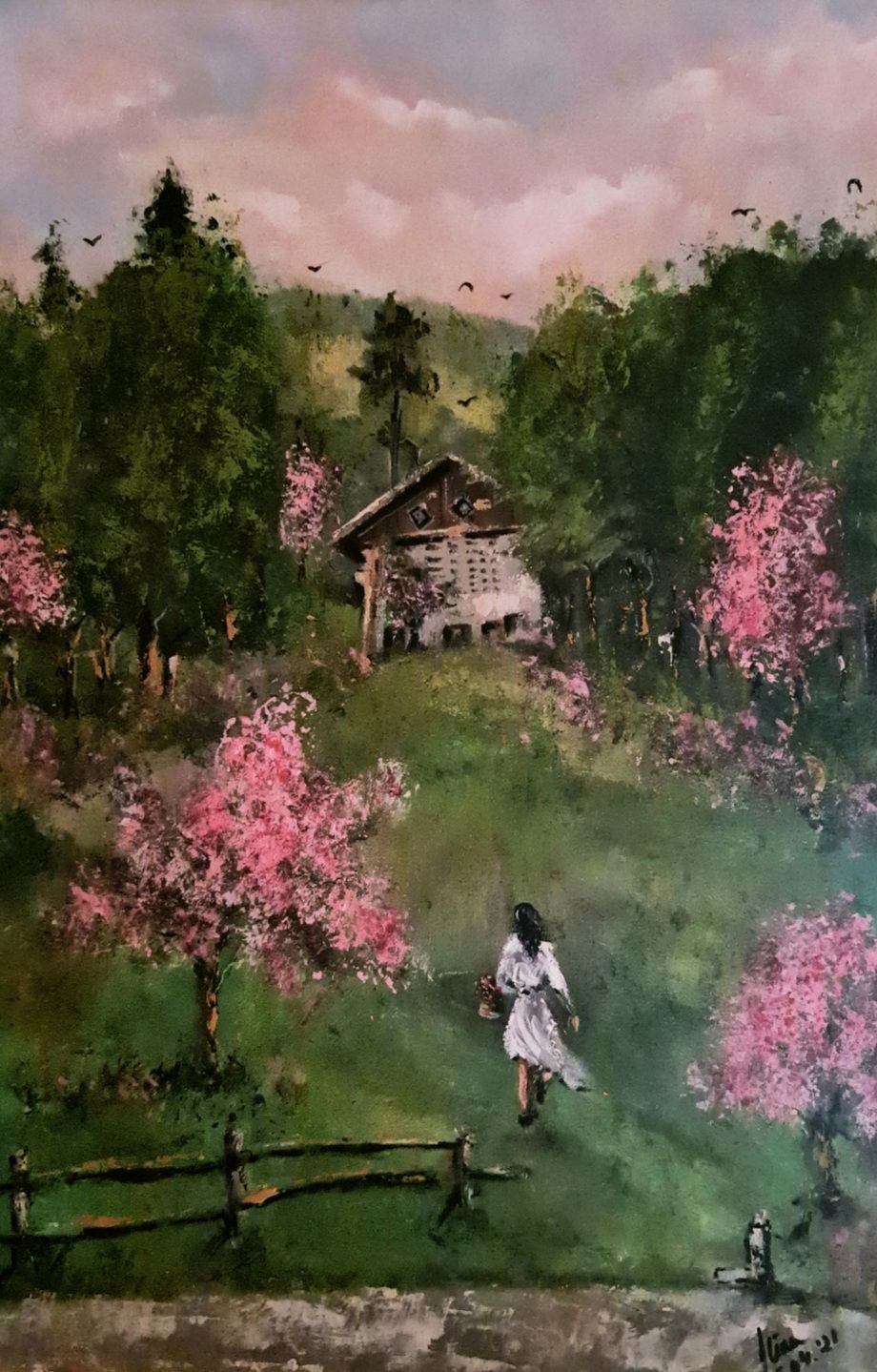 ArteDiAlina.com painting: Cabin in the woods